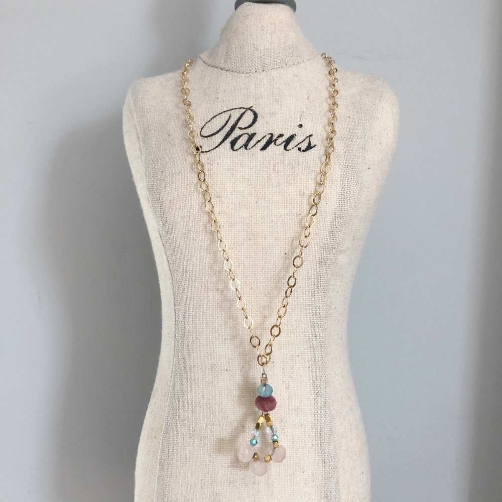Sophia Forero Rose Quartz Aquamarine Neckl…